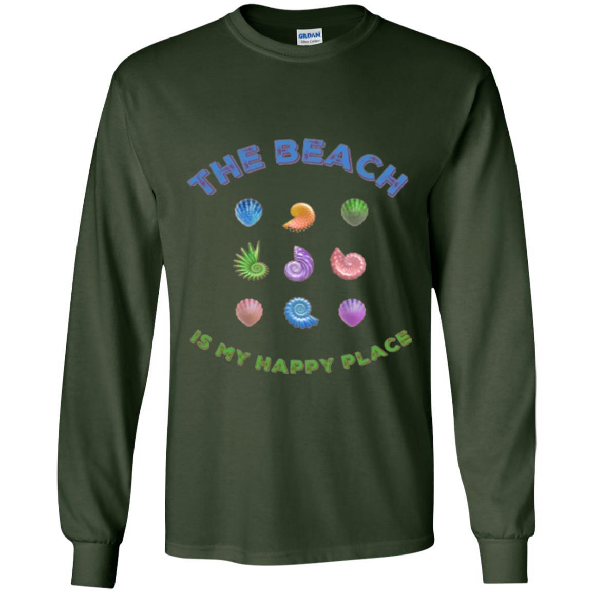 Shell T-shirt The Beach Is My Happy Place Forest Green