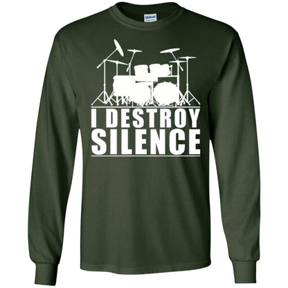 Drums Lover T-shirt I Destroy Silence Forest Green