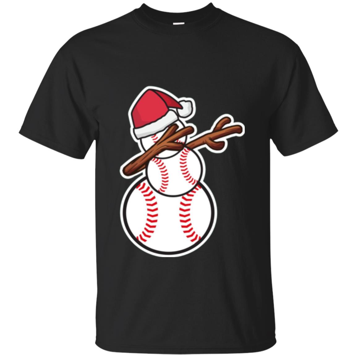 Christmas T-shirt Dabbing Snowman Baseball Black
