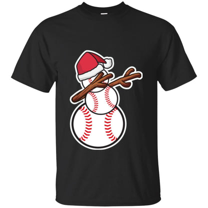 Christmas T-shirt Dabbing Snowman Baseball Black
