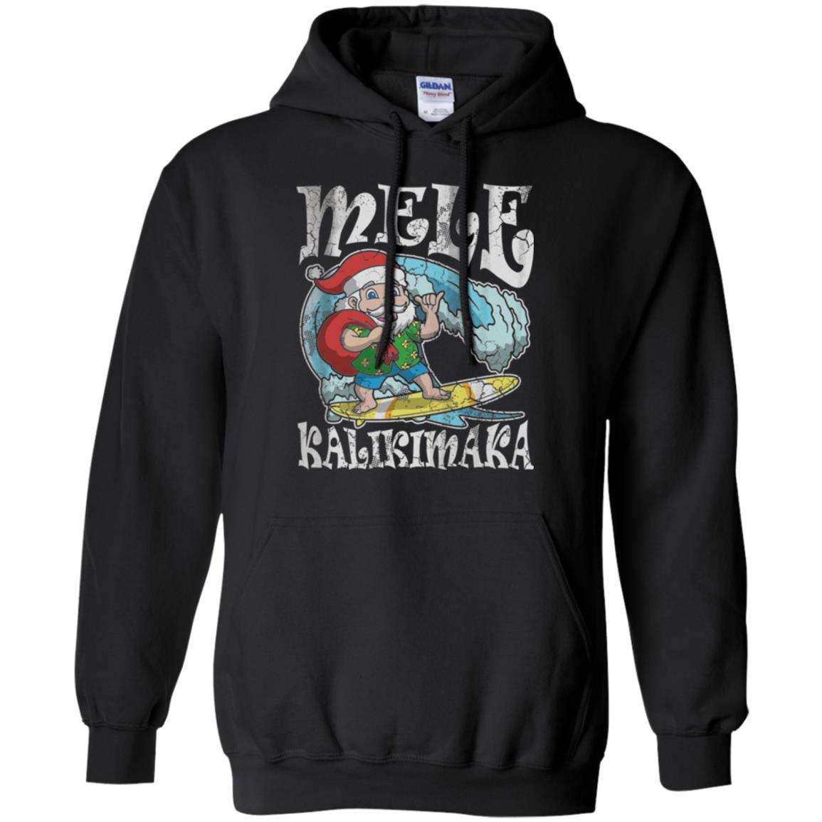 Christmas T-shirt Mele Kalikimaka Santa Hawaii Black
