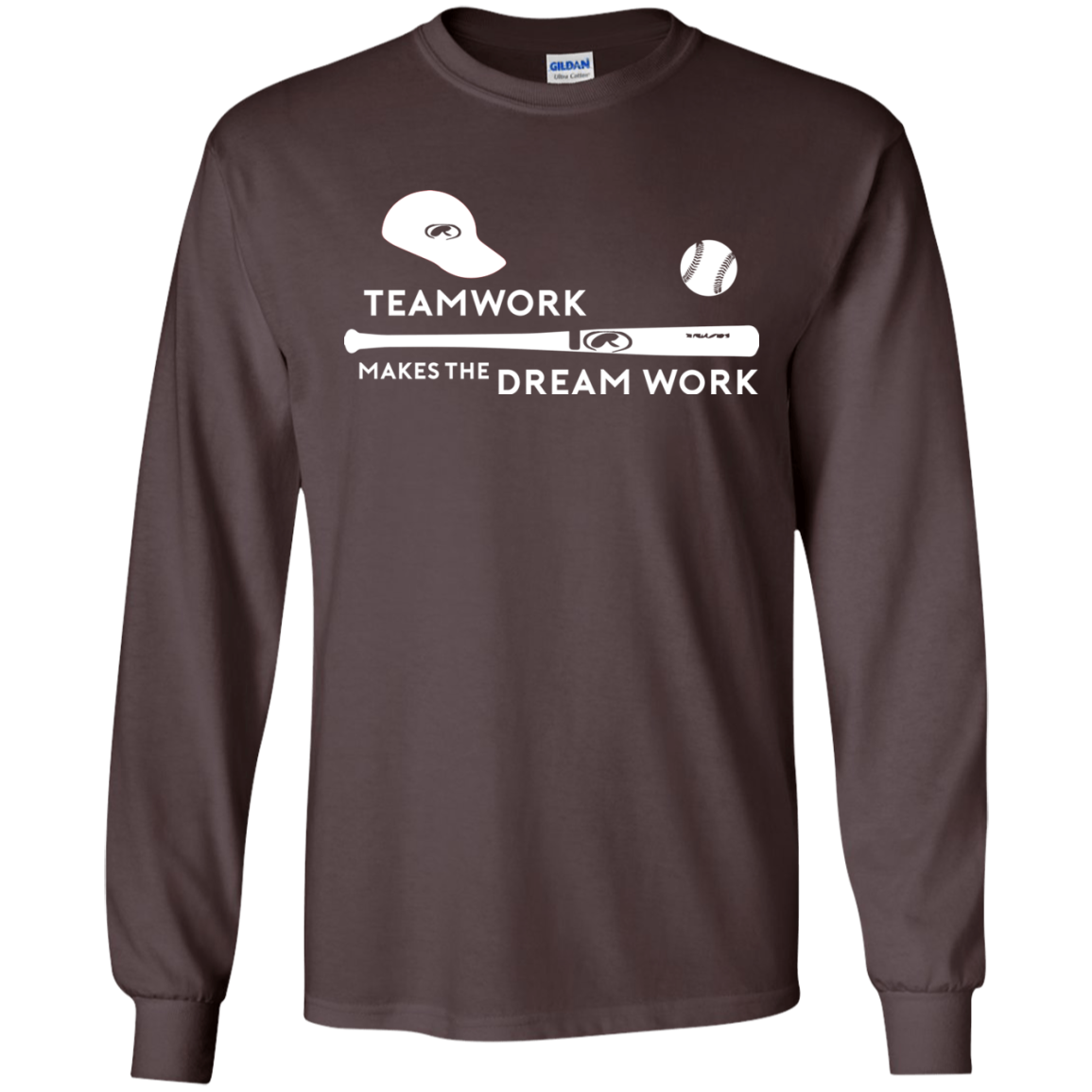 Baseball T-shirt Teamwork Makes The Dream Work Dark Chocolate