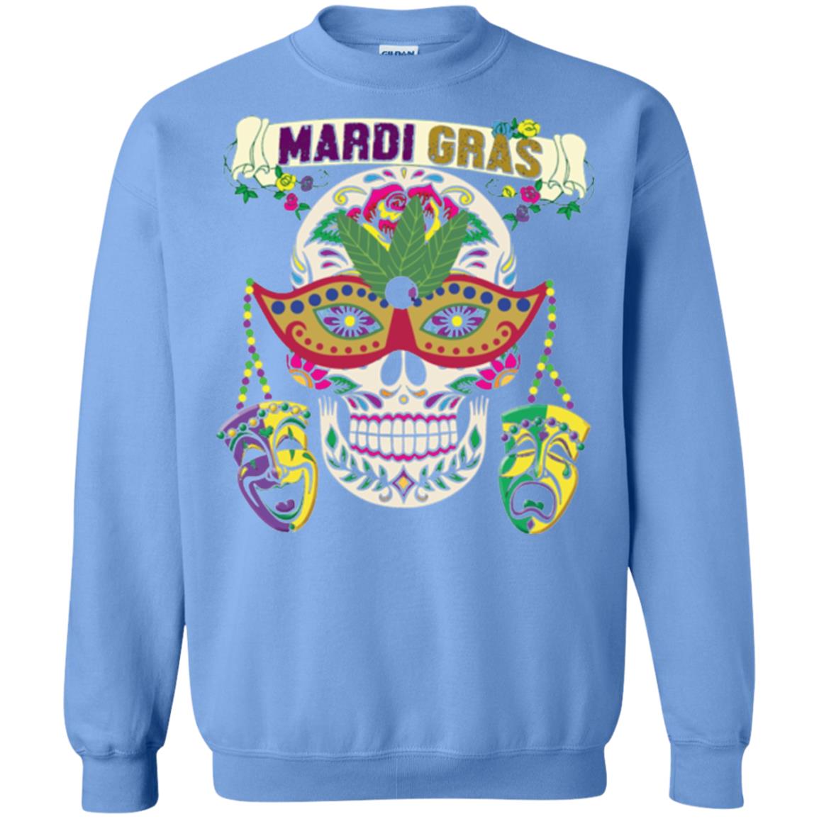 Mardi Gras Skull T-shirt Carolina Blue