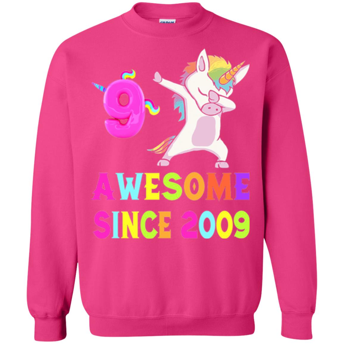 9th Birthday T-shirt Unicorn Dabbing Awesome Since 2009 Heliconia