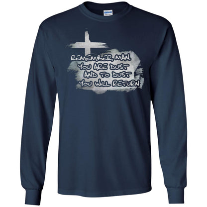 Ash Wednesday T-shirt Remember, Man, You Are Dust And To Dust You Will Return Navy
