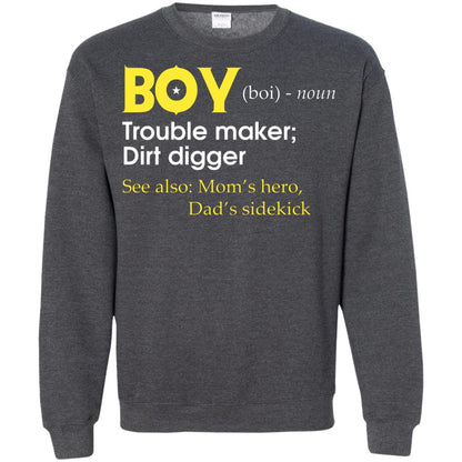 Boy Definition Trouble Maker Dirt Digger Shirt Dark Heather