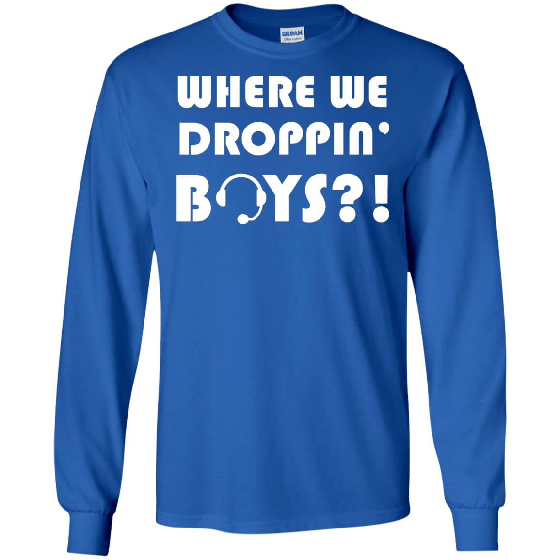 Where We Dropping Boys Gamer Shirt Royal