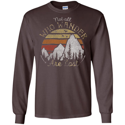Gradient Mountain Gold T-shirt Not All Who Wander Are Lost Dark Chocolate