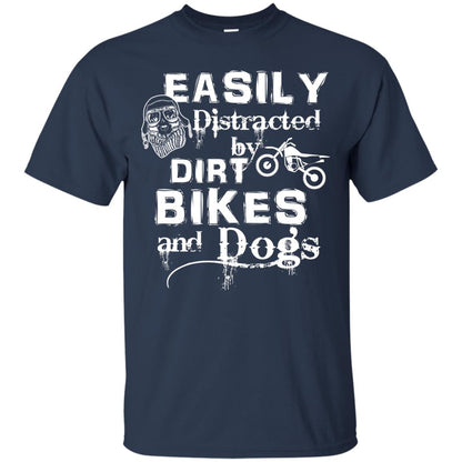 Dogs And Bikes Lover T-shirt Easily Distracted By Dirt Bikes And Dogs Navy