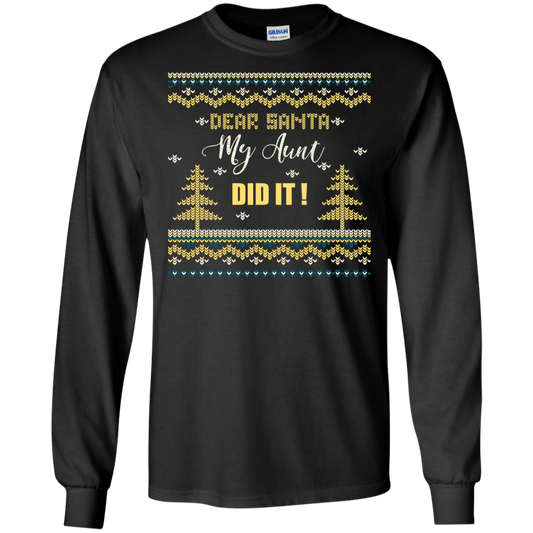 Christmas T-shirt Dear Santa My Aunt Did It Black