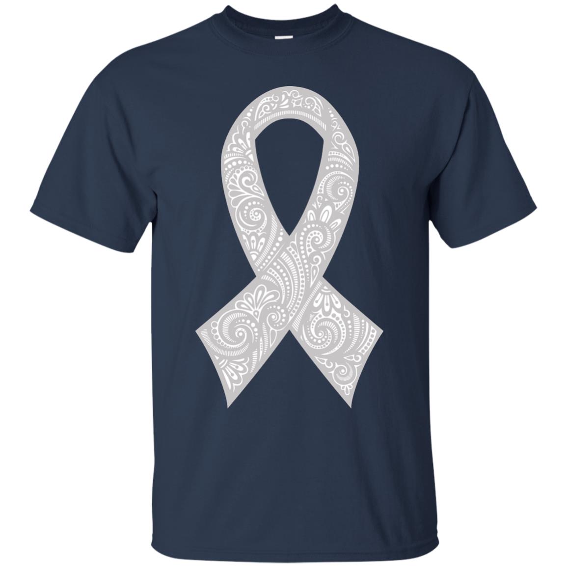 Gray Ribbon Gift Shirt For Brain Cancer Awareness Navy