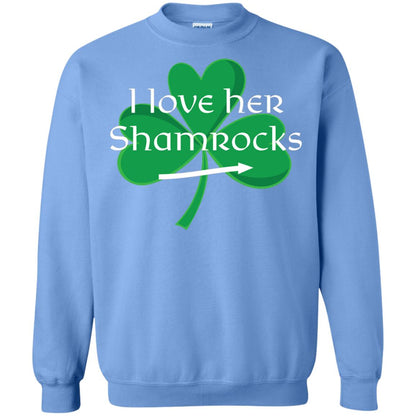 Saint Patrick_s Day T-shirt I Love Her Shamrocks Carolina Blue