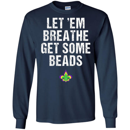 Mardi Gras T-shirt Let_em Breathe Get Some Beads Navy