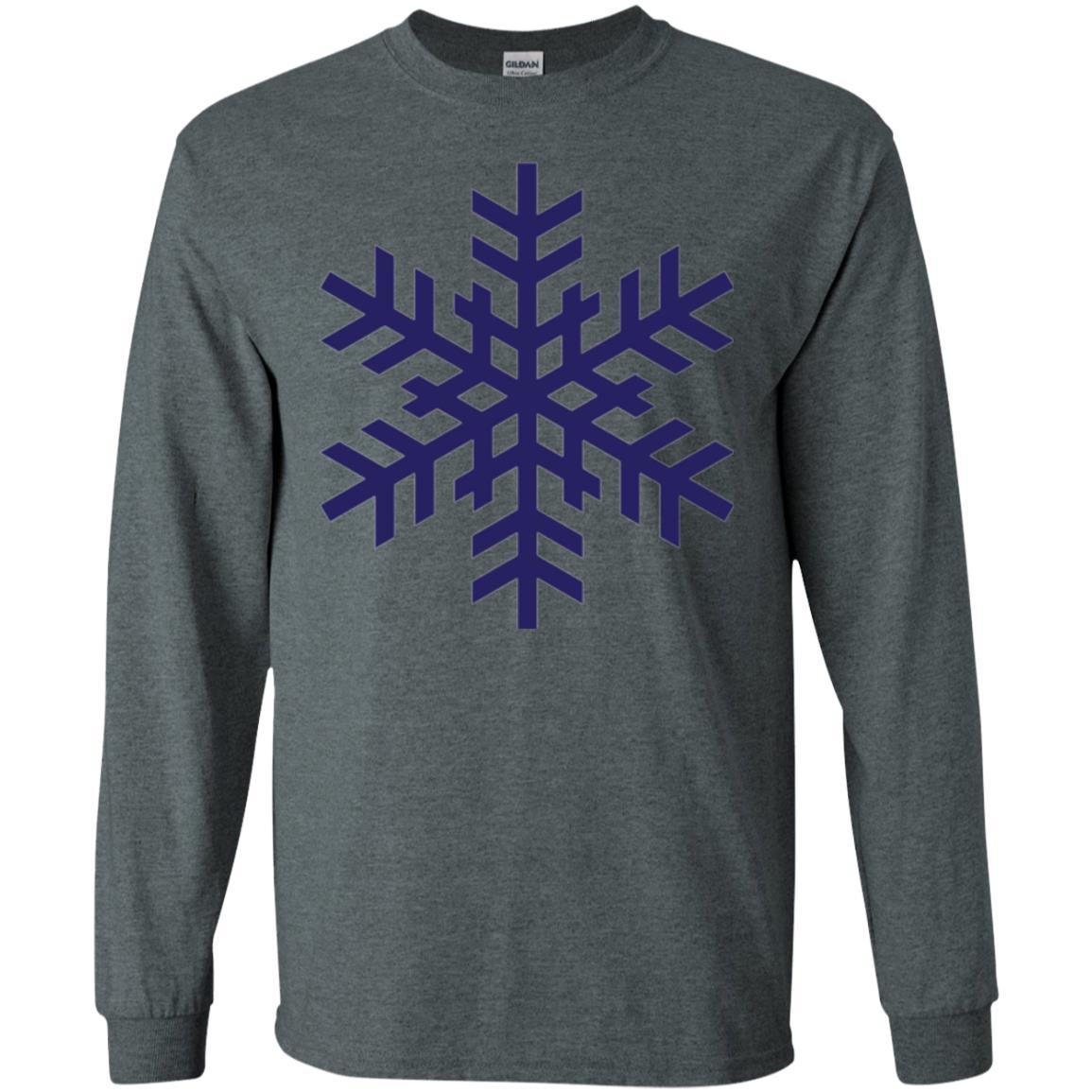 Christmas T-shirt Navy Blue Snowflake T-shirt Dark Heather