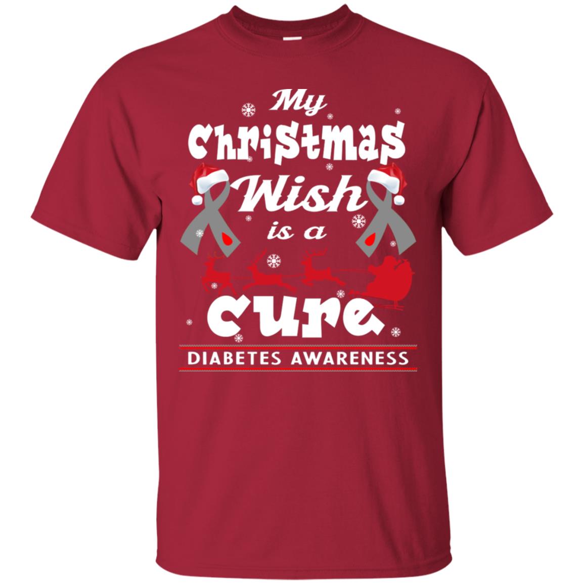My Christmas Wish Is A Cure Diabetes Awareness X-mas Gift Shirt Cardinal