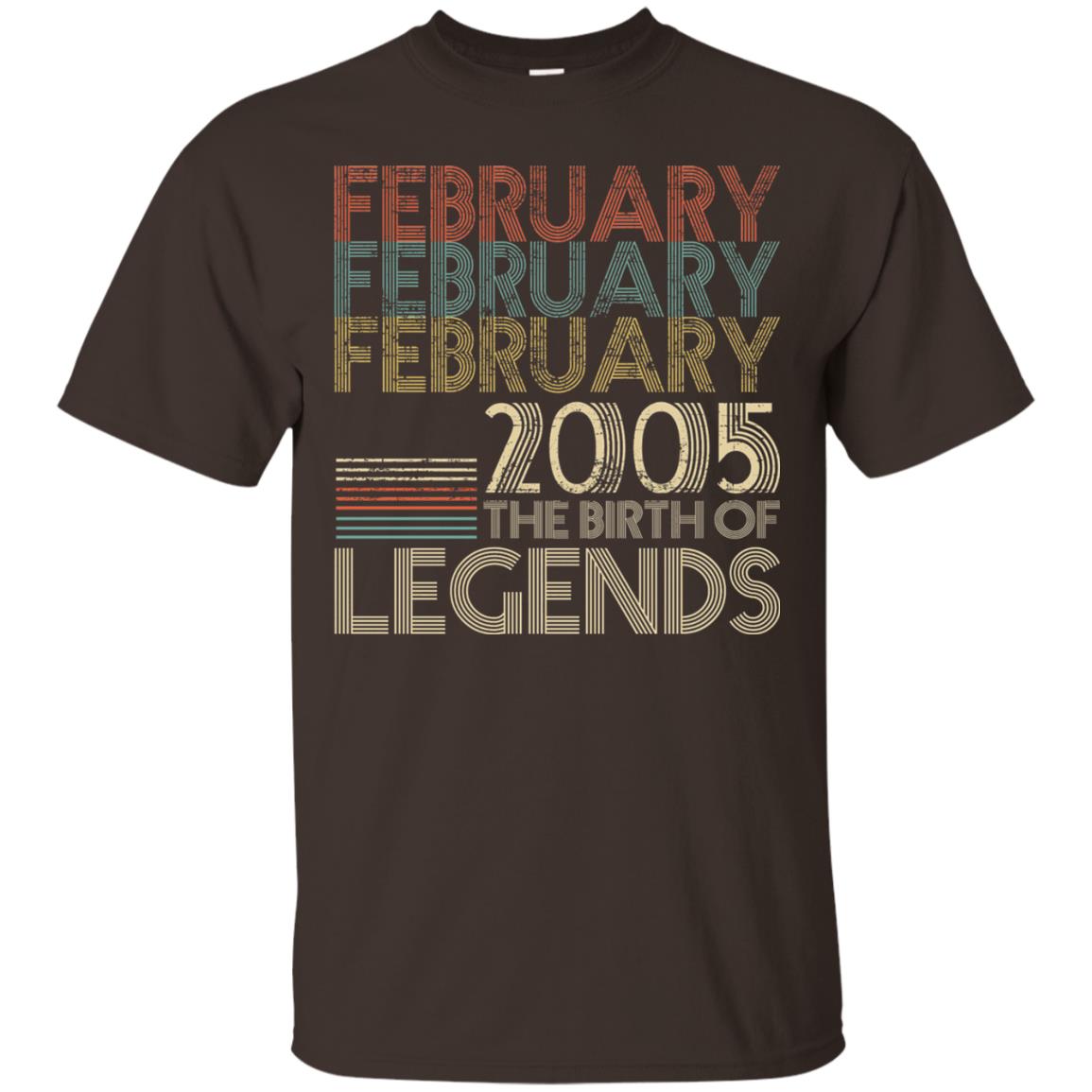 February Retro Classic Vintage 2005 The Birth Of Legends 13th Birthday T-shirt Dark Chocolate