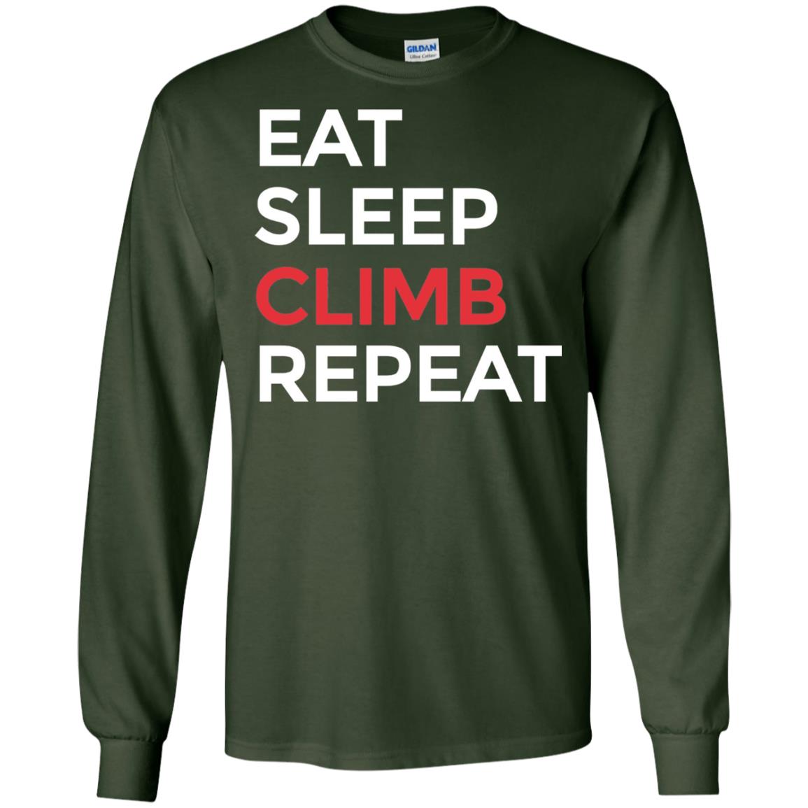 Eat Sleep Climb Repeat Mountain Climber Rock Climbing Shirt Forest Green