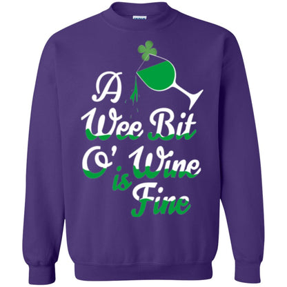 A Wee Bit O_ Wine Is Fine St. Patrick_s Day T-shirt Purple