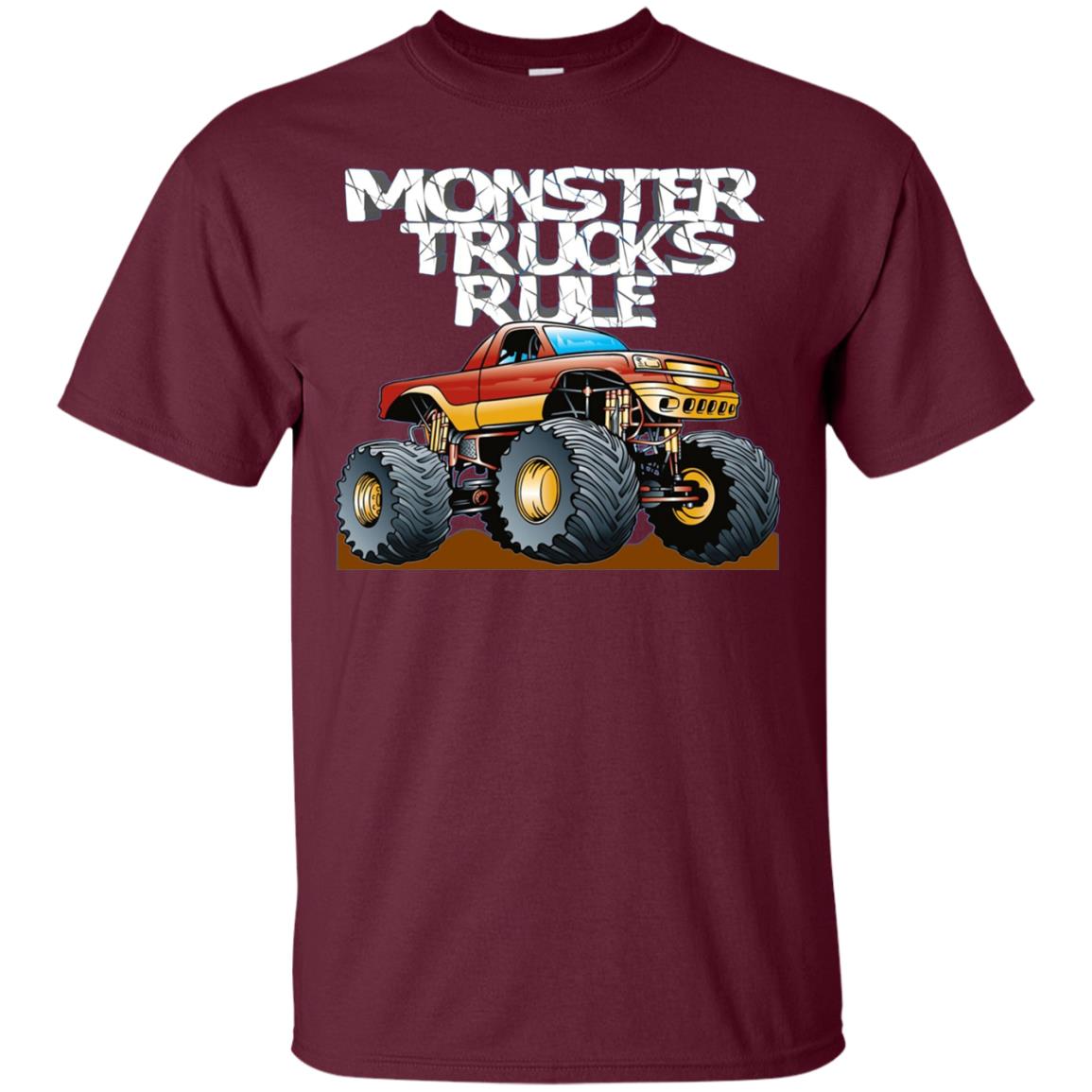 Monster Trucks Rule Trucker T-shirt Maroon