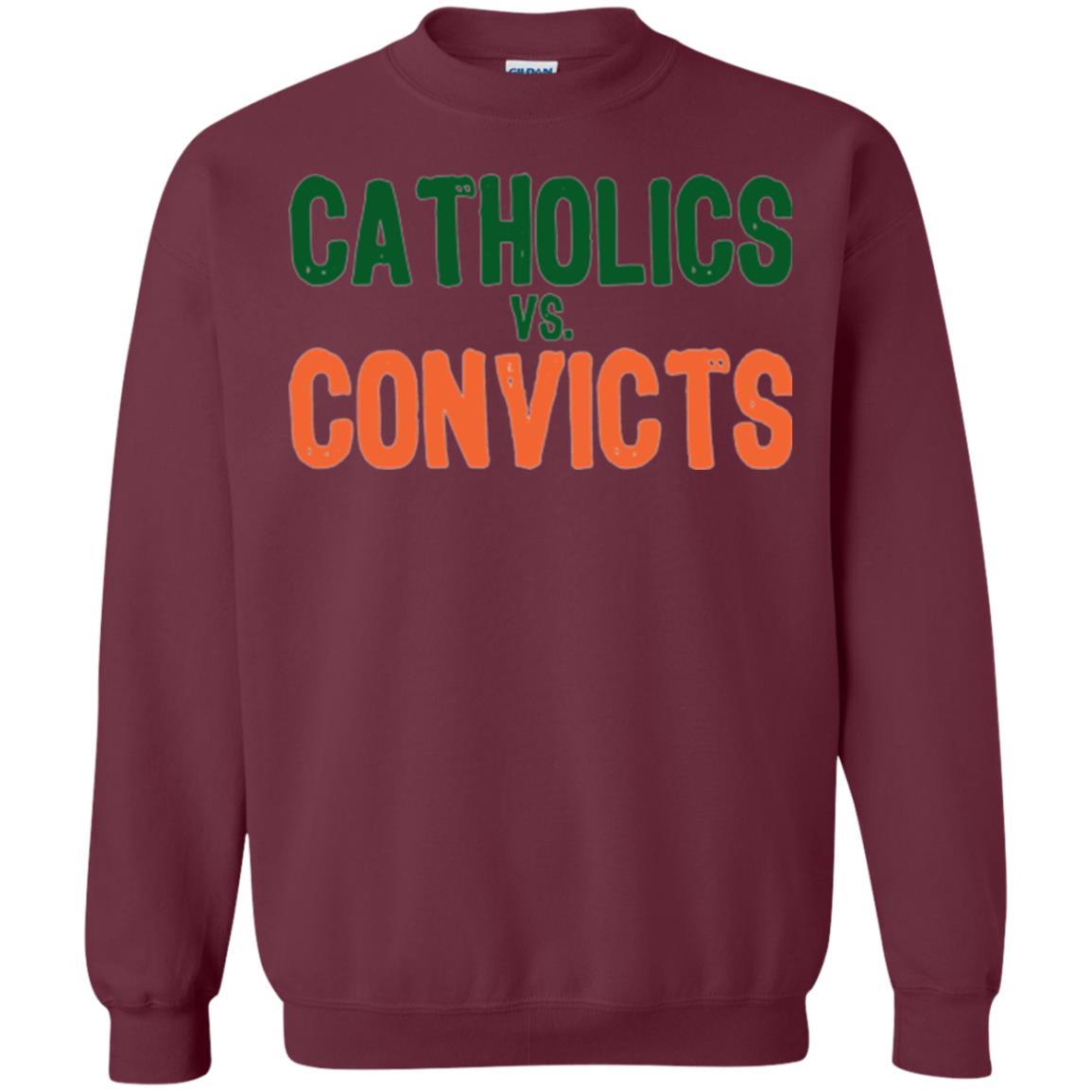 Football T-shirt Distressed Catholics Vs. Convicts 1988 Classic Maroon