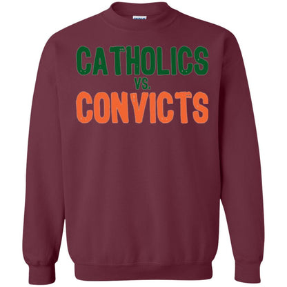 Football T-shirt Distressed Catholics Vs. Convicts 1988 Classic Maroon