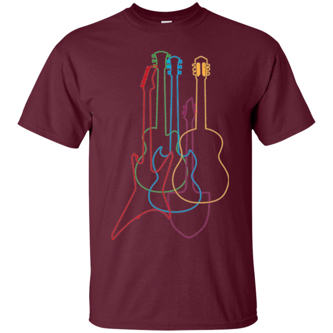 Colored Guitars Electric Acoustic Classical T-shirt Maroon