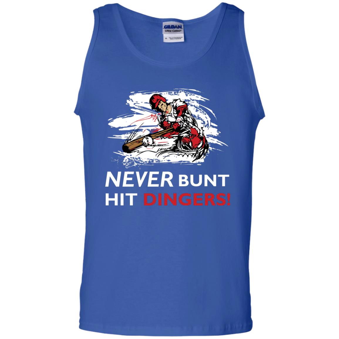 Baseball Lover T-shirt Never Bunt Hit Dingers Royal