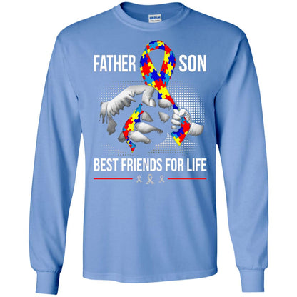 Father And Son Best Friends For Life Autism Awareness T-shirt Carolina Blue