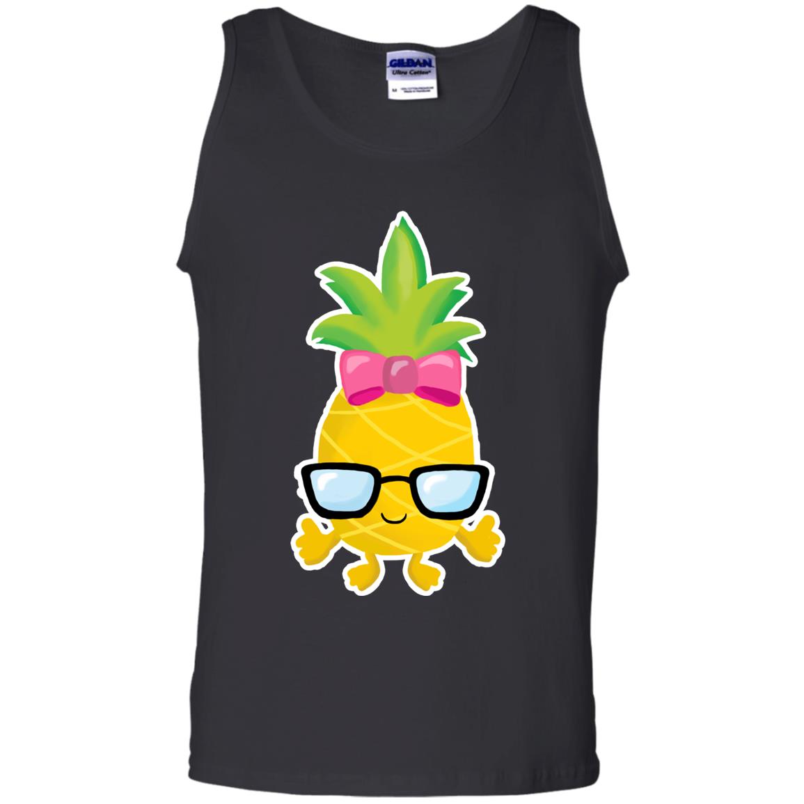Funny Pineapple With Glasses For Girls Womens Shirt Black