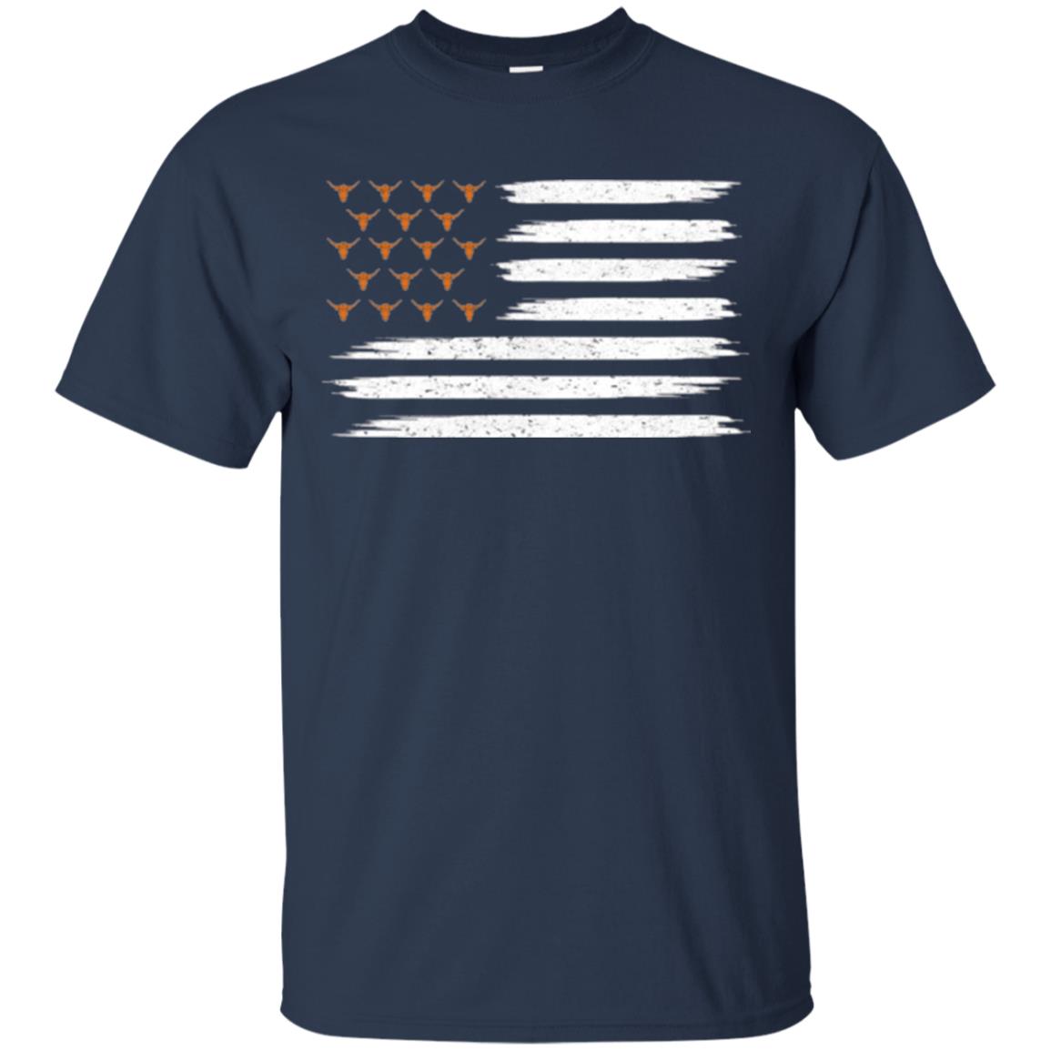 Vintage Texas United Longhorn Flag T-shirt Navy