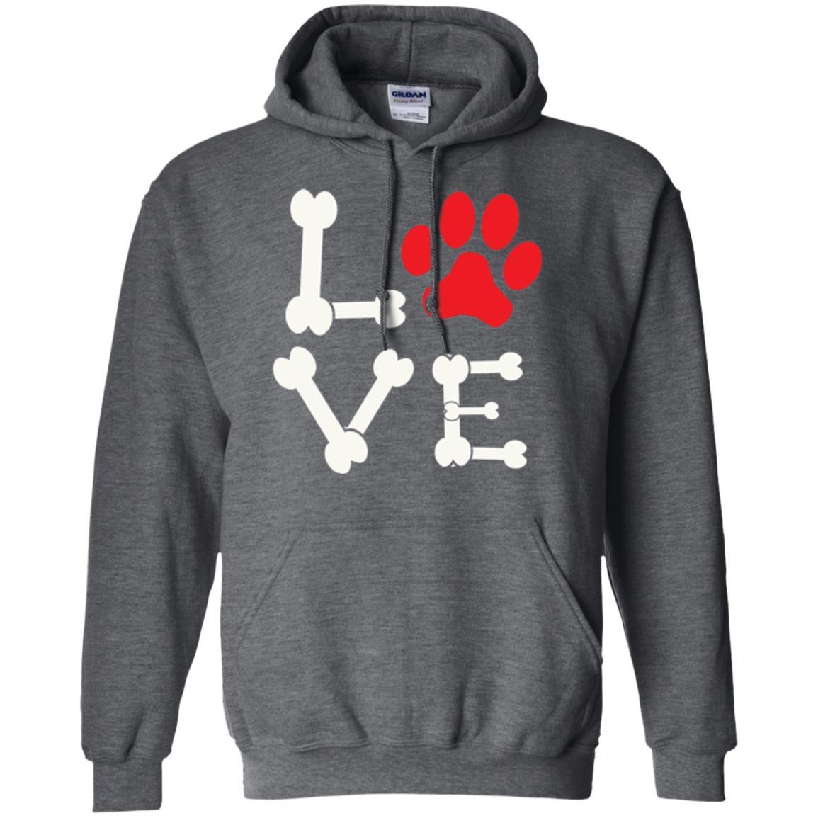 Dog Lover T-shirt Love My Dog Red Pawprint Dark Heather