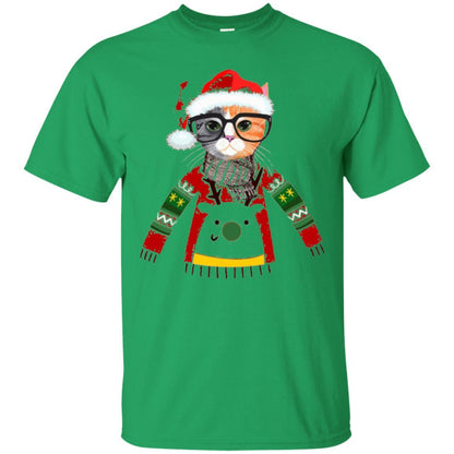 Christmas T-shirt Cat Lover Meowy Christmas T-shirt Irish Green