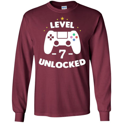 Level 7 Unlocked Gamer T-shirt Maroon