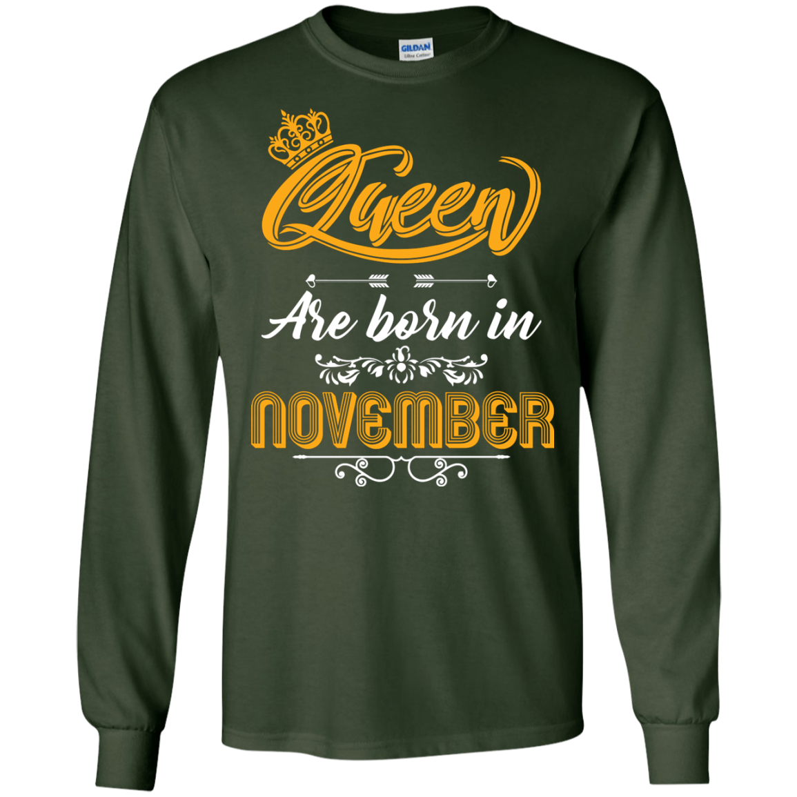 Brithday T-Shirt Queen Are Born In November Forest Green