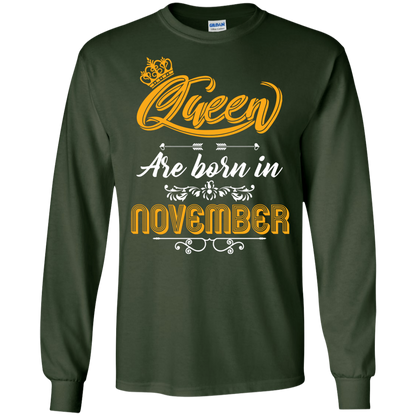 Brithday T-Shirt Queen Are Born In November Forest Green