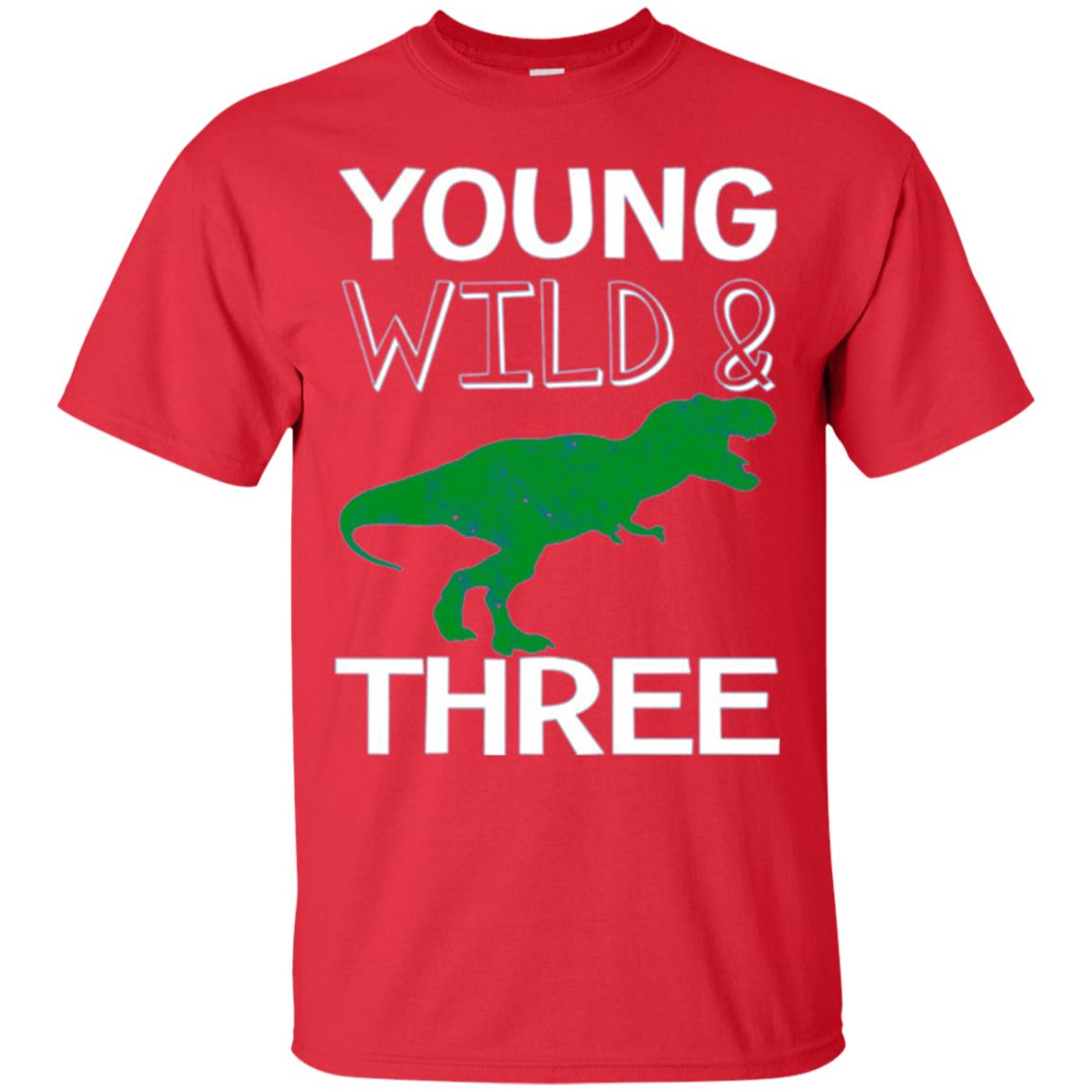 Dinosaur T-shirt Young Wild And Three Red