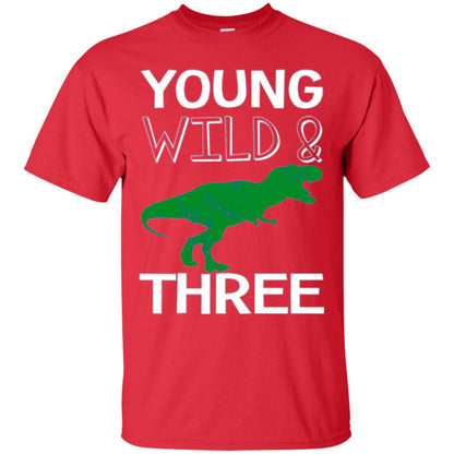 Dinosaur T-shirt Young Wild And Three Red
