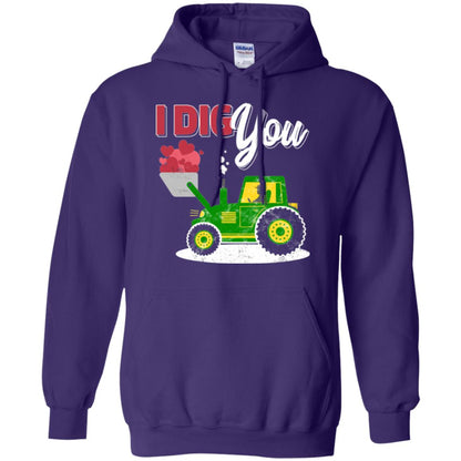 Farmer Valentines Day T-shirt Farm Tractor I Dig You Purple