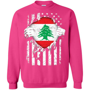 Super Lebanon Hearts American Patriot Flag Lebanese T-shirt