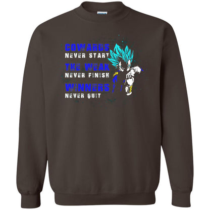 Cowards Never Start The Weak Never Finish Comic T-shirt Dark Chocolate