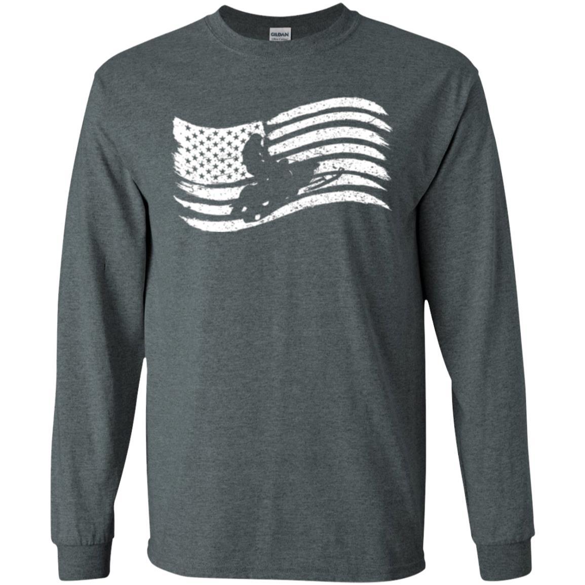Snowmobile Rider T-shirt American Flag Dark Heather