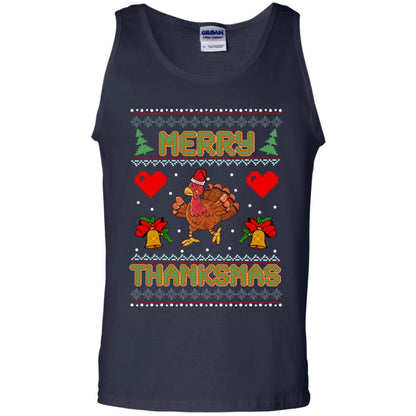 Merry Thanksmas Turkey Thanksgiving Gift Shirt For Mens Or Womens Navy