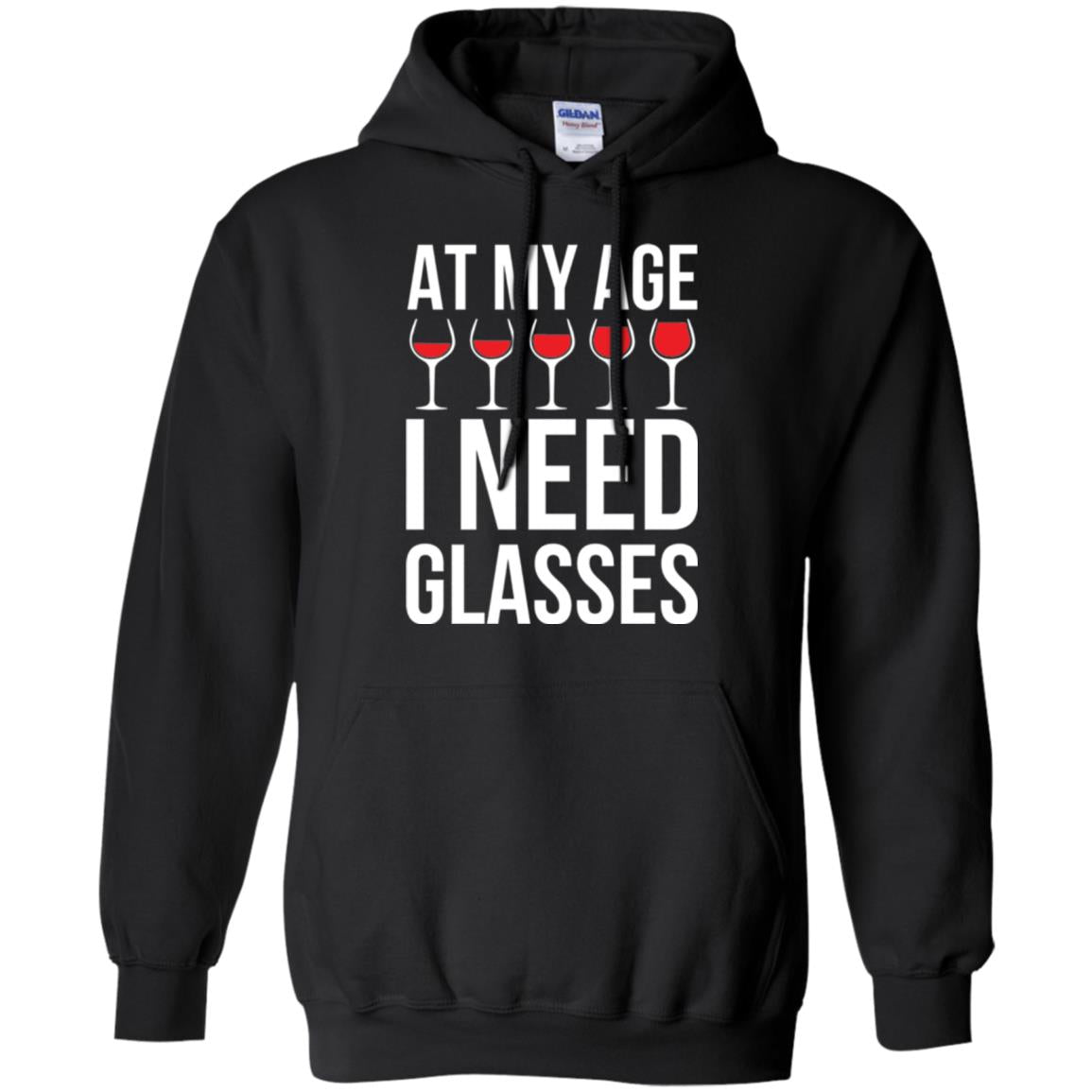 Wine Lovers T-shirt At My Age I Need Wine Glasses Black