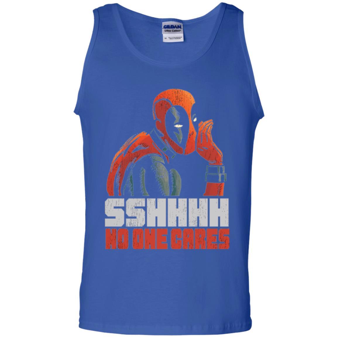 Marvel Deadpool T-shirt Sshhhh No One Cares Whisper Graphic Royal