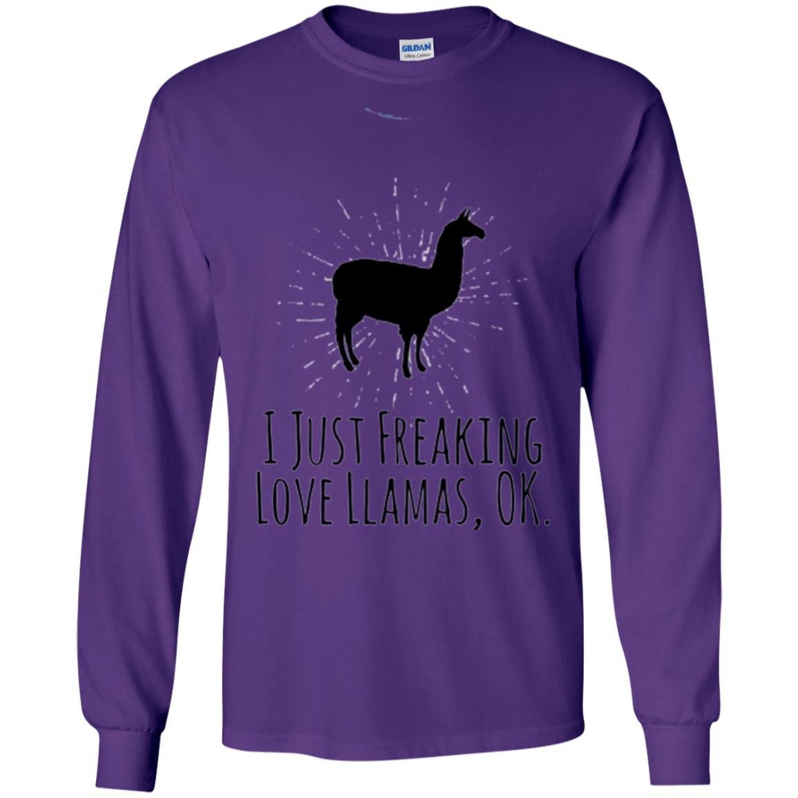 Funny Llama Lovers T-shirt I Just Freaking Love Llamas Ok Purple