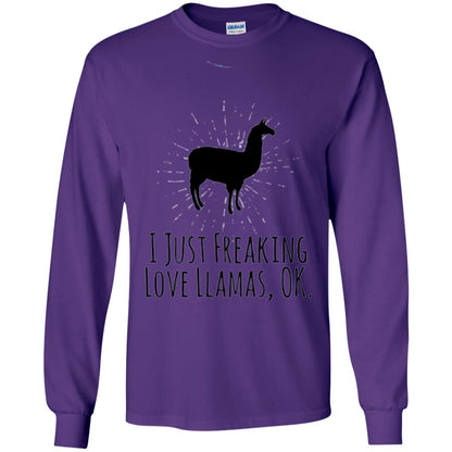 Funny Llama Lovers T-shirt I Just Freaking Love Llamas Ok Purple