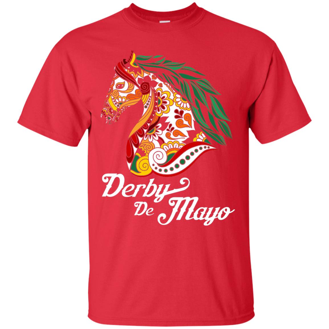 Derby Cinco De Mayo Floral Horse Race T-shirt Red
