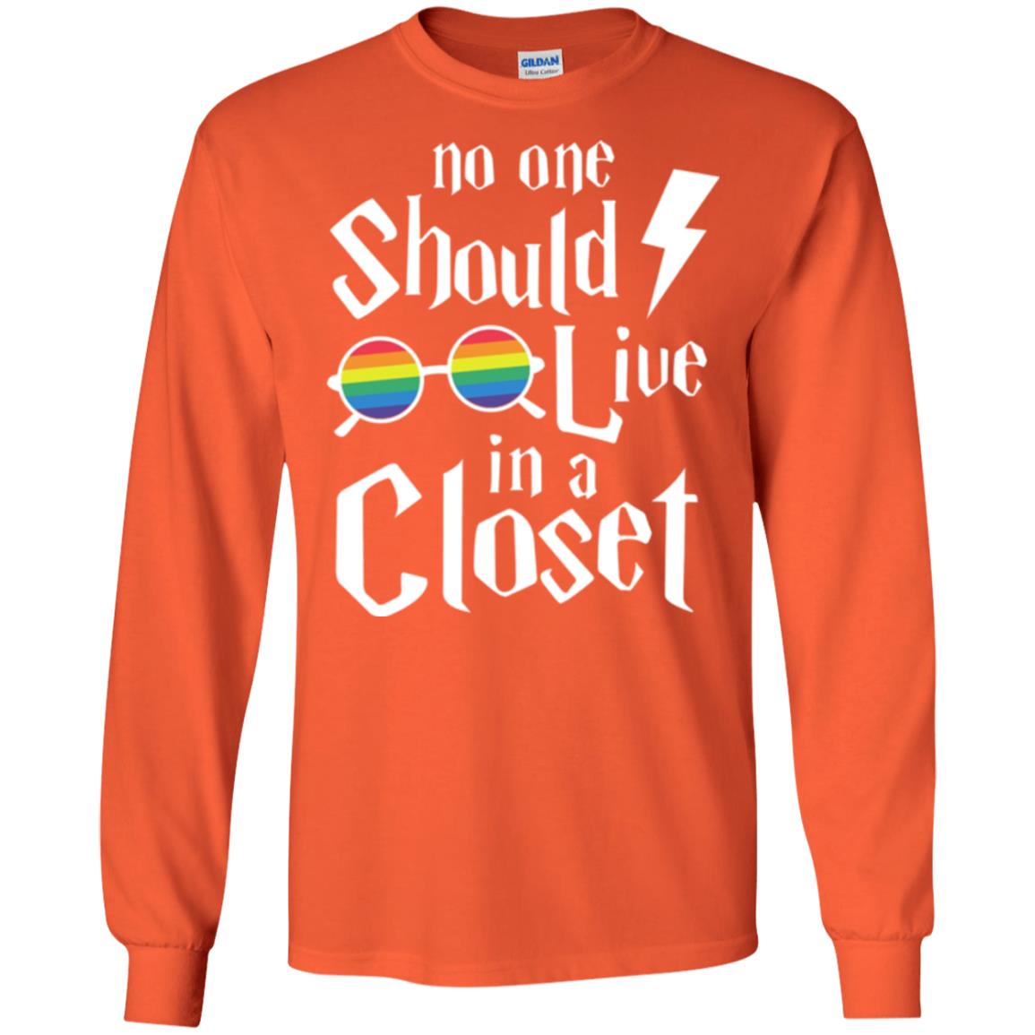 Lgbt T-shirt No One Should Live In A Closet Orange