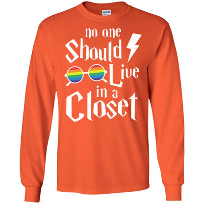 Lgbt T-shirt No One Should Live In A Closet Orange
