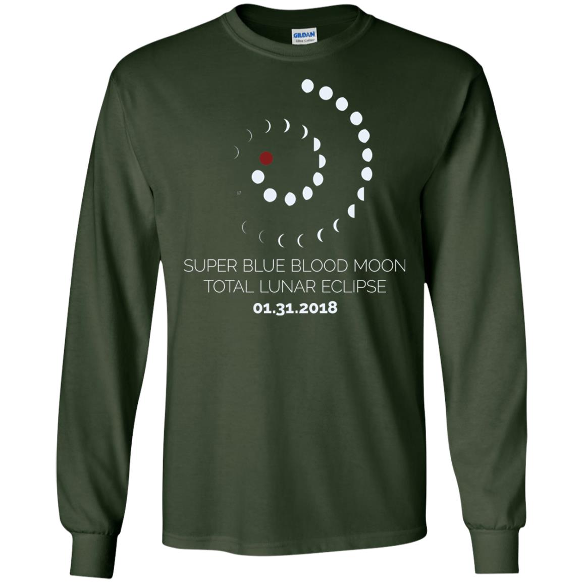 Super Blue Blood Moon Total Lunar Eclipse 2018 T-shirt Forest Green